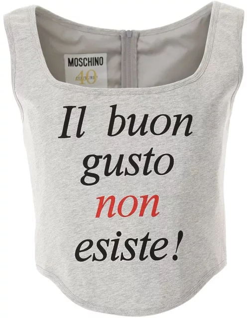 Moschino Slogan-printed Scoop Neck Corset Top