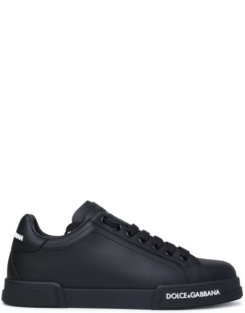 Dolce & Gabbana portofino Black Calf Leather Sneaker
