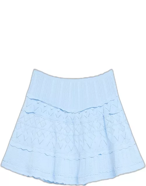Colella Scalloped Pointelle Knit Mini Skirt