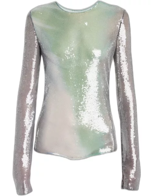 Sequined Jersey Long-Sleeve Top