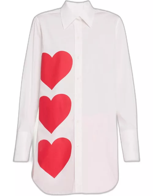 Pinky Red Hearts Long Classic Shirt