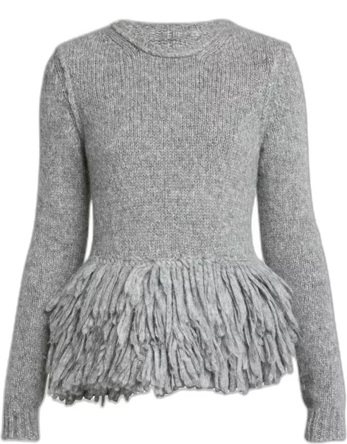 Fringe-Bottom Fitted Sweater