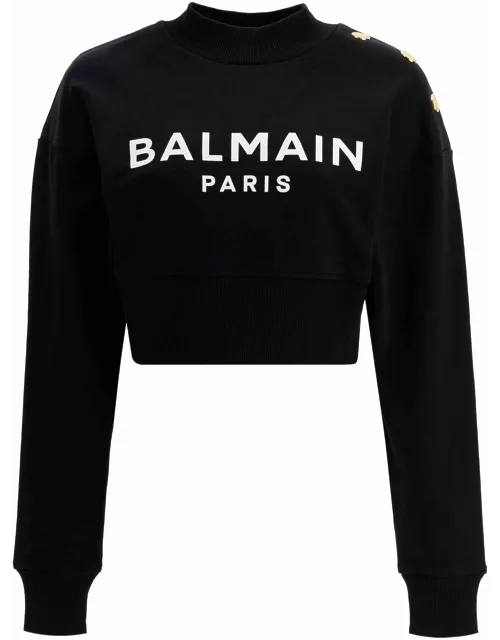 BALMAIN "cropped sweatshirt with button