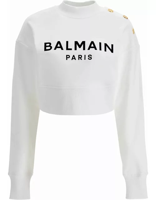 BALMAIN cropped sweatshirt with button