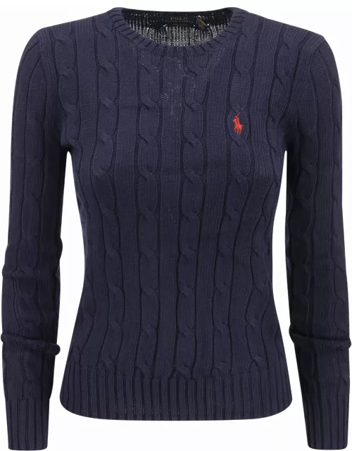 Polo Ralph Lauren Cable Knit Pullover With Contrasting Embroidered Logo