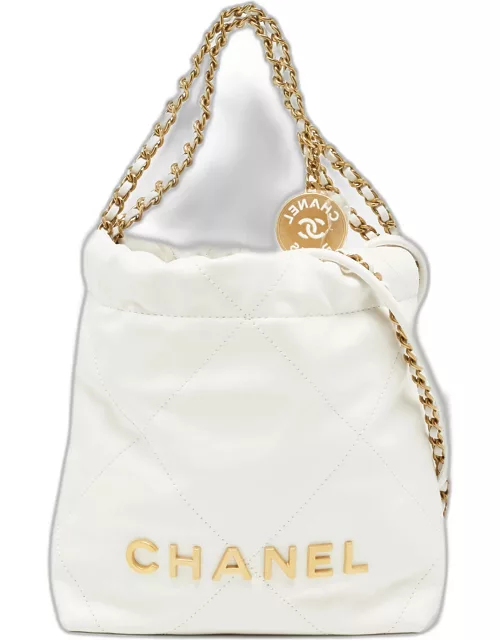 Chanel White Quilted Leather Mini 22 Chain Bag