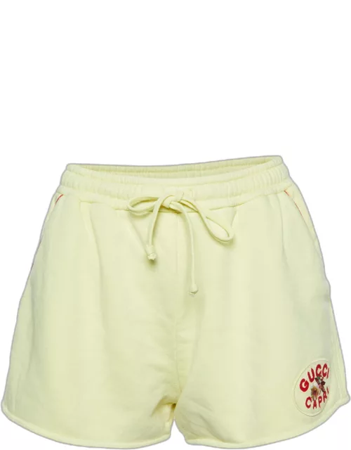 Gucci Yellow Cotton Logo Patch Shorts