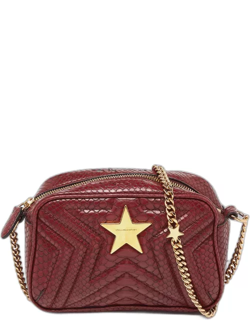 Stella McCartney Burgundy Python Embossed Faux Leather Star Crossbody Bag