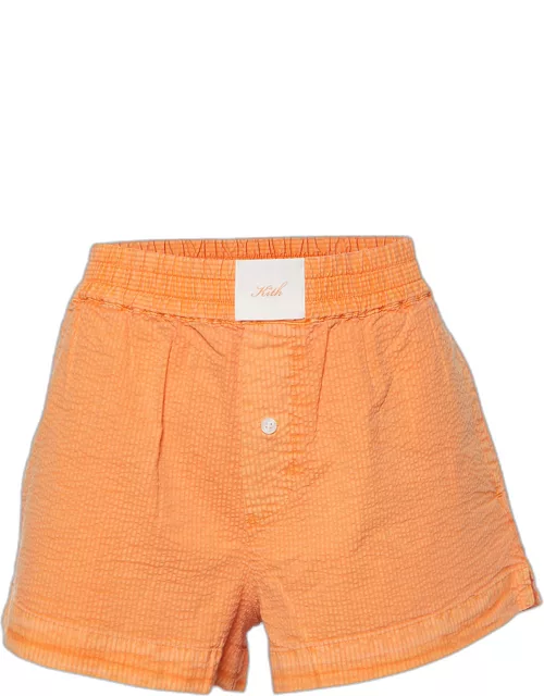 Kith Orange Seersucker Cotton Elasticized Waist Shorts