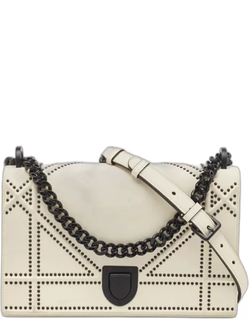 Dior White Leather Medium Diorama Flap Shoulder Bag