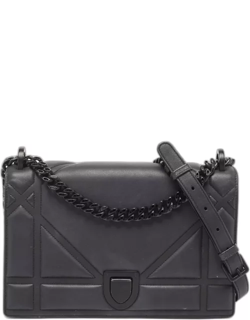 Dior Black Matte Leather Medium Diorama Flap Shoulder Bag