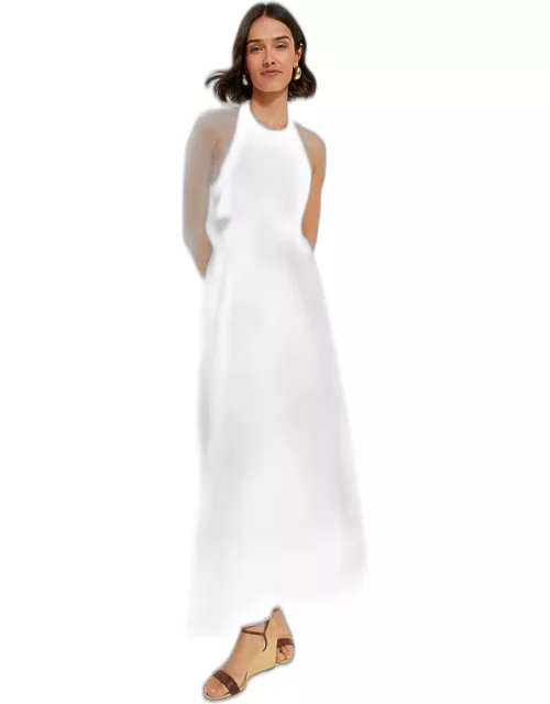 Off White Solid Long Dres