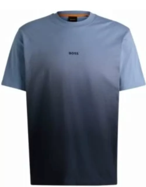 Cotton-jersey T-shirt with dip-dye finish- Light Blue Men's T-Shirt