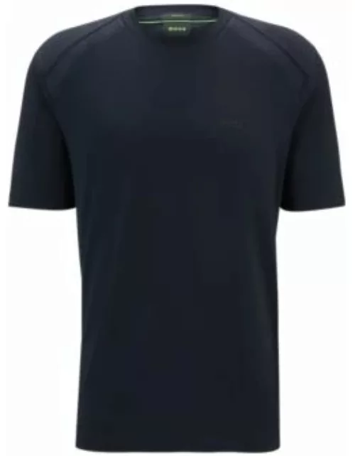 Stretch-cotton T-shirt with crew neckline and logo detail- Dark Blue Men's T-Shirt