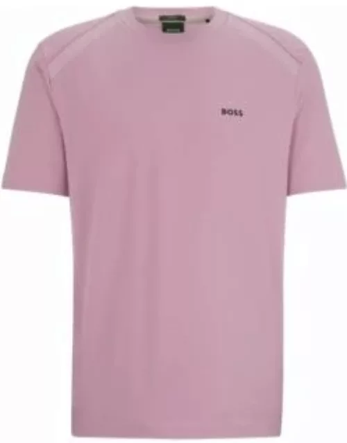 Stretch-cotton T-shirt with crew neckline and logo detail- Light Purple Men's T-Shirt
