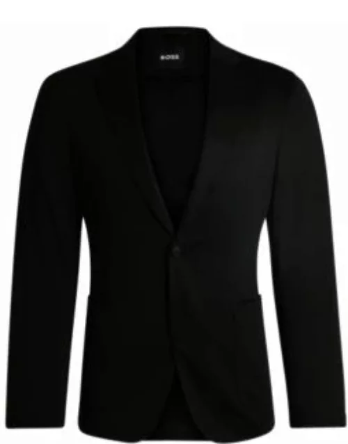 Slim-fit jacket in patterned performance-stretch jersey- Black Men's Sport Coat