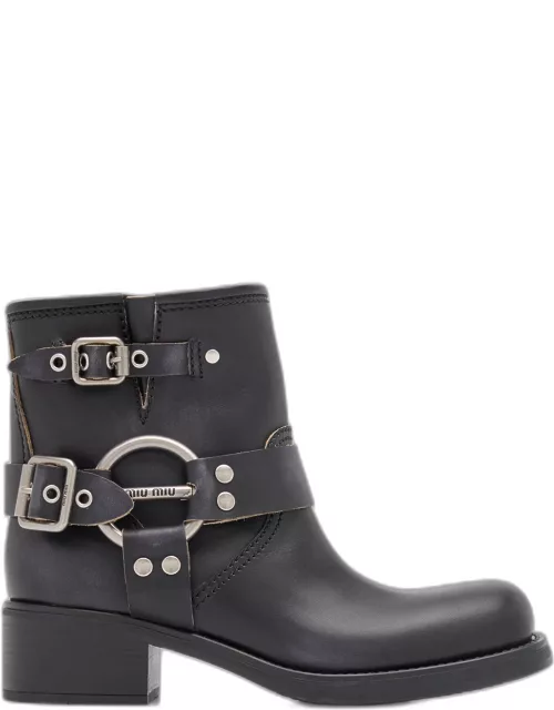 Leather Harness Buckle Biker Ankle Boot