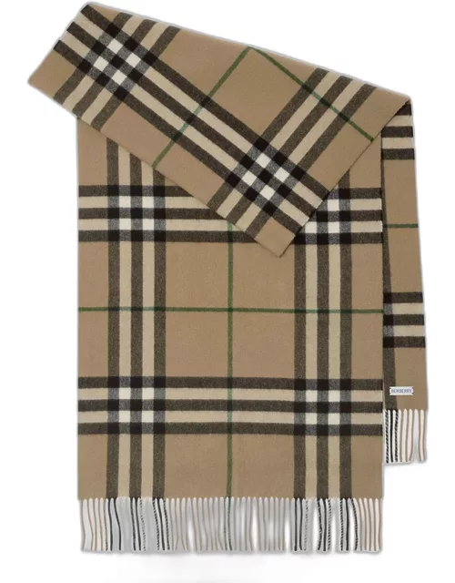 Washed Check Cashmere Scarf