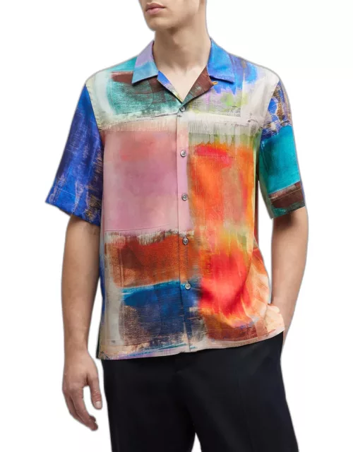 Men's Multicolor Screen-Print Camp Shirt