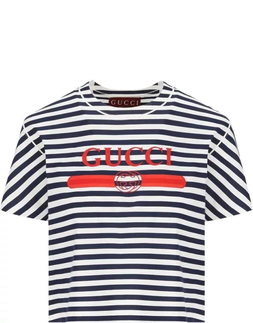 Gucci Logo Printed Striped T-shirt