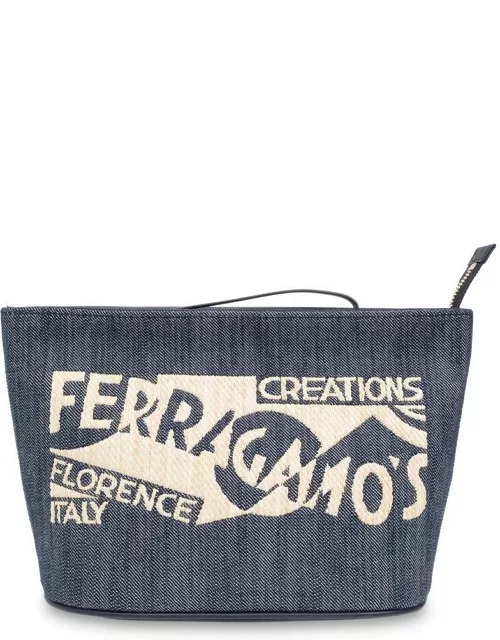 Ferragamo Logo Embroidered Clutch Bag