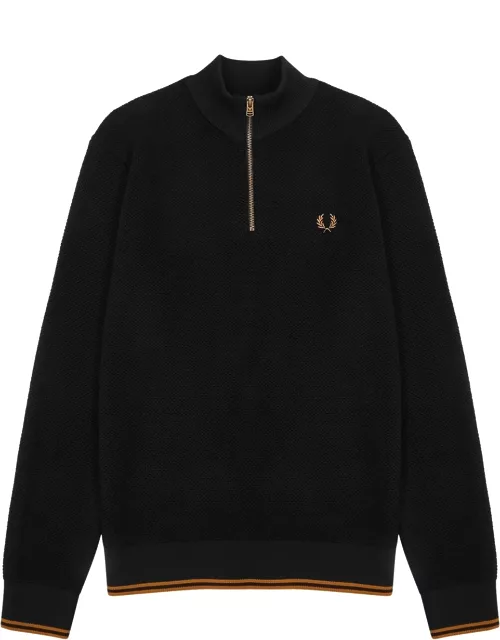 K2557 black wool-blend half-zip sweatshirt
