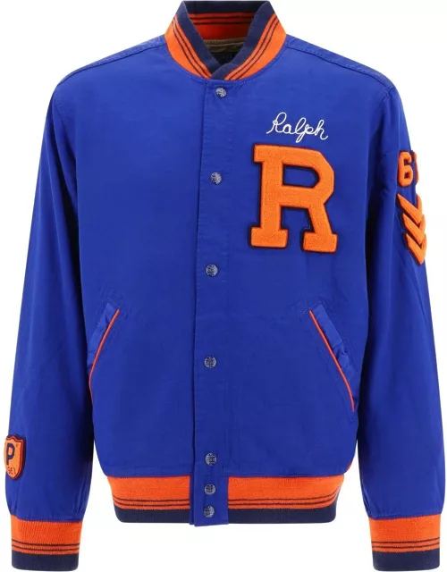 Ralph Lauren Logo Embroidered Satin Baseball Bomber Jacket