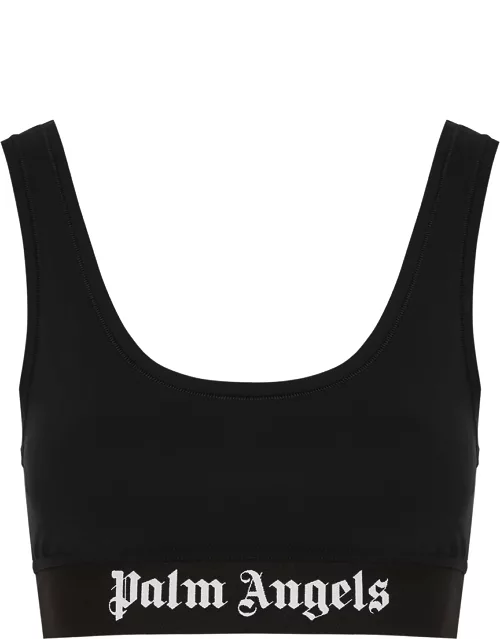 Black logo stretch-jersey bra top