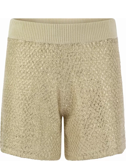 Peserico Shorts In Laminated Linen-cotton Mélange Yarn