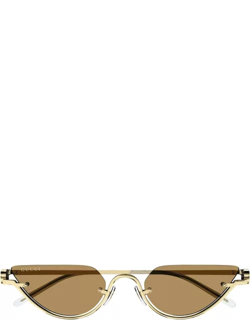 Gucci Eyewear Gg1603s Linea Gg Logo 002 Gold Brown Sunglasse