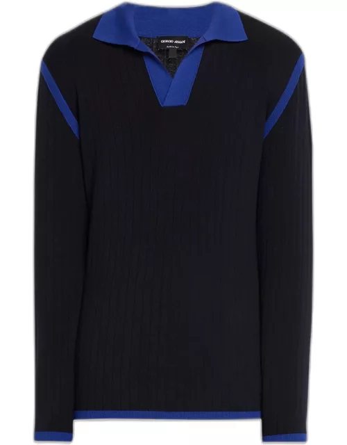 Men's Wool Johnny Collar Polo Sweater