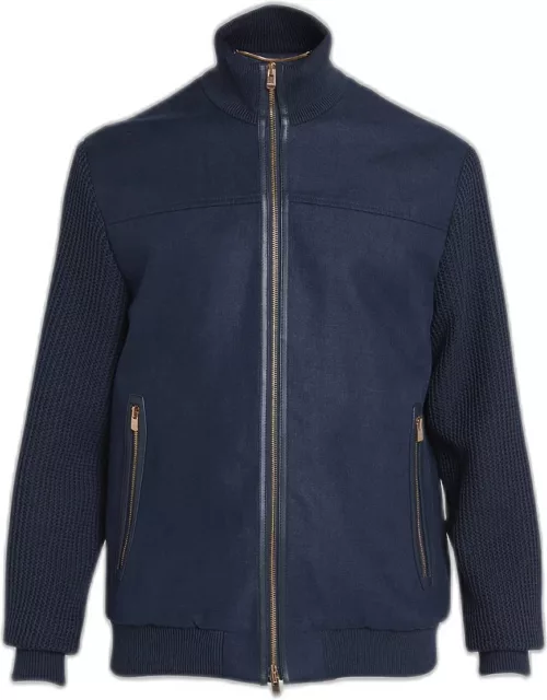 Men's Linen Hybrid Knit Blouson Jacket