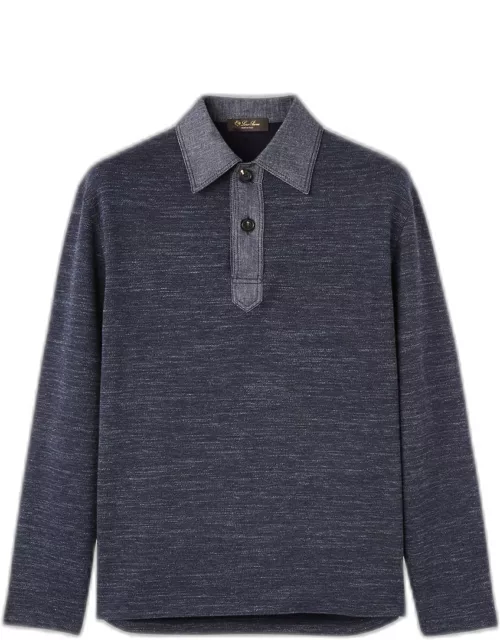 Men's Kochi Denim Jersey Long-Sleeve Polo Shirt