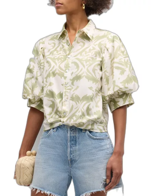 Bomba Blouson-Sleeve Cotton Shirt