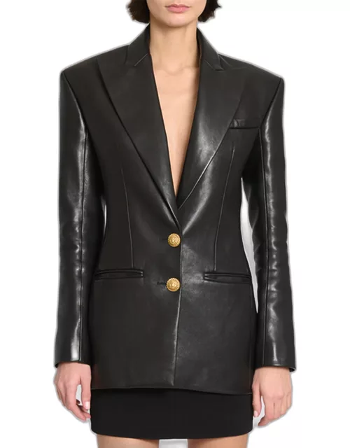 Tailored Leather Blazer Jacket
