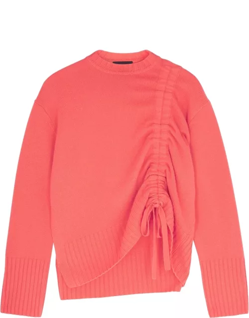 Alanis coral ruched cashmere jumper