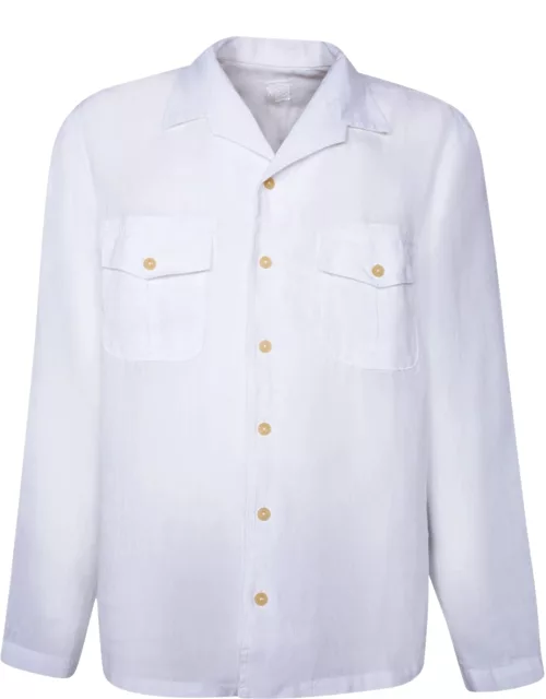 120% Lino White Linen Dbl Pocket Shirt