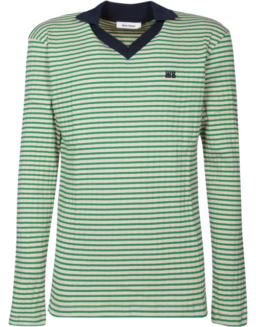 Wales Bonner Sonic Striped Green Polo Shirt