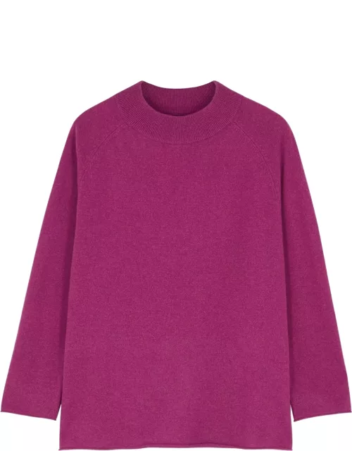 Magenta cashmere and wool-blend jumper