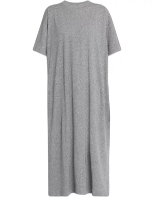 Simo Short-Sleeve Heathered Cotton Maxi T-Shirt Dres