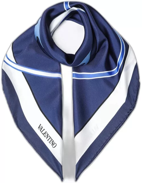 Light blue Vlogo print silk scarf