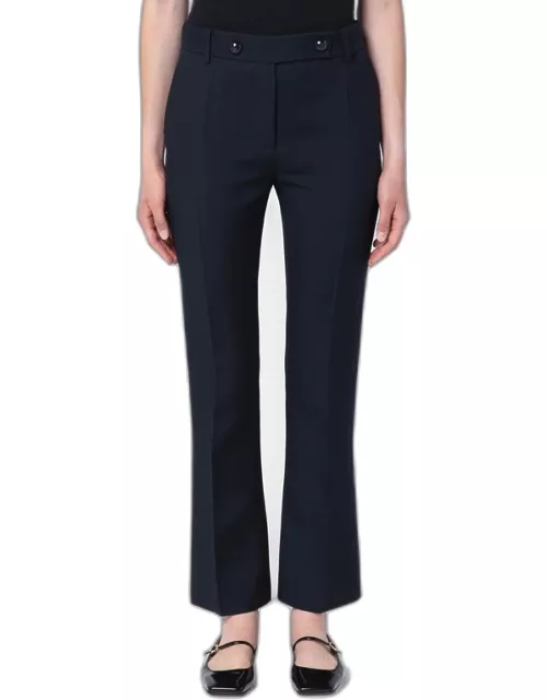 Navy blue wool and silk trouser