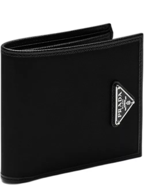 Black Re-Nylon wallet with logo triangle