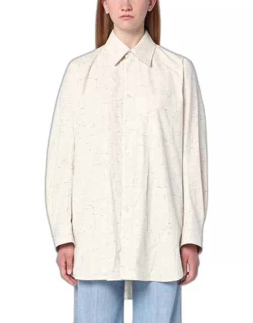 Cross-textured cotton blend shirt