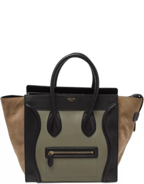 Celine Tricolor Leather and Suede Mini Luggage Tote