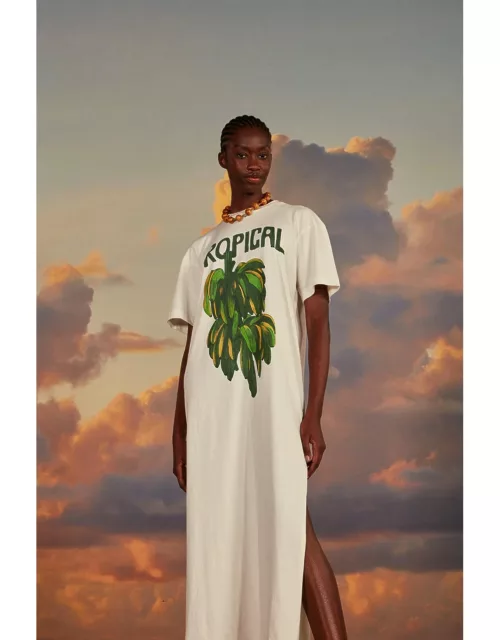 Off-White Tropical Organic Cotton T-Shirt Dress, OFF-WHITE /