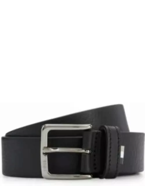 Grained Italian-leather belt with signature-stripe trim- Black Men's Golf Collection