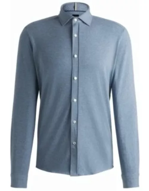 Slim-fit shirt in stretch-cotton jersey- Light Blue Men's Casual Shirt