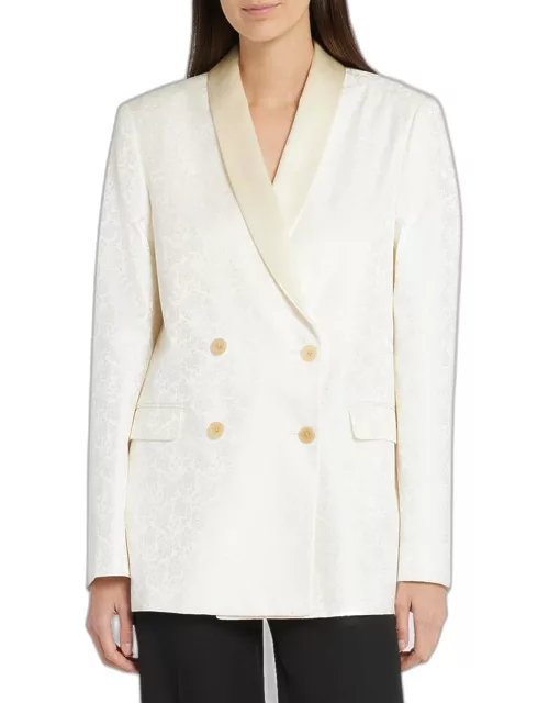 Jerome Floral Jacquard Double-Breasted Satin-Lapel Jacket