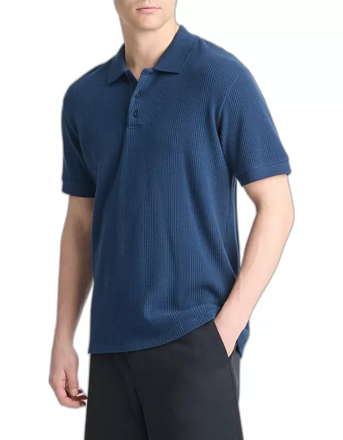 Men's Variegated Textured Stripe Polo Shirt